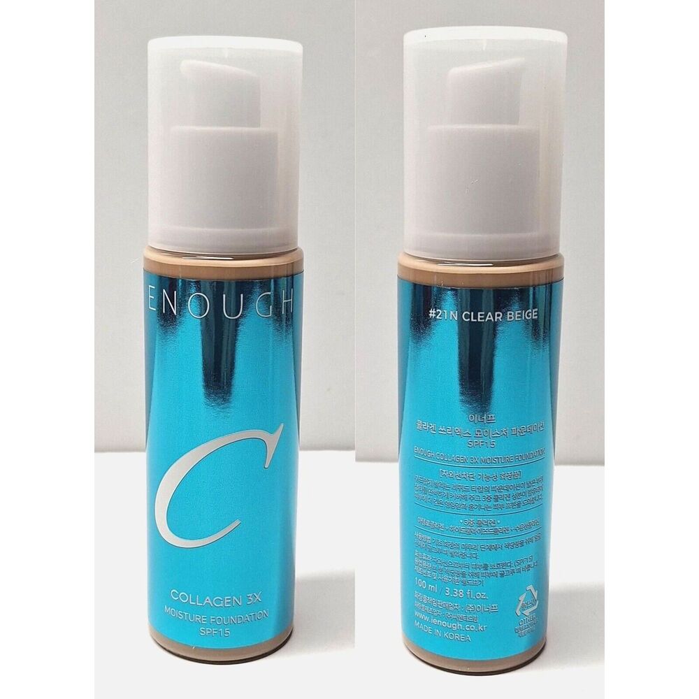 NIB ENOUGH COLLAGEN 3X Moisture Foundation #21N Clear Beige SPF 15 3.38 fl oz - Picture 2 of 5